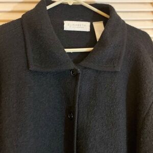 Elisabeth for Liz Claiborne Black Boiled Wool Coat EUC